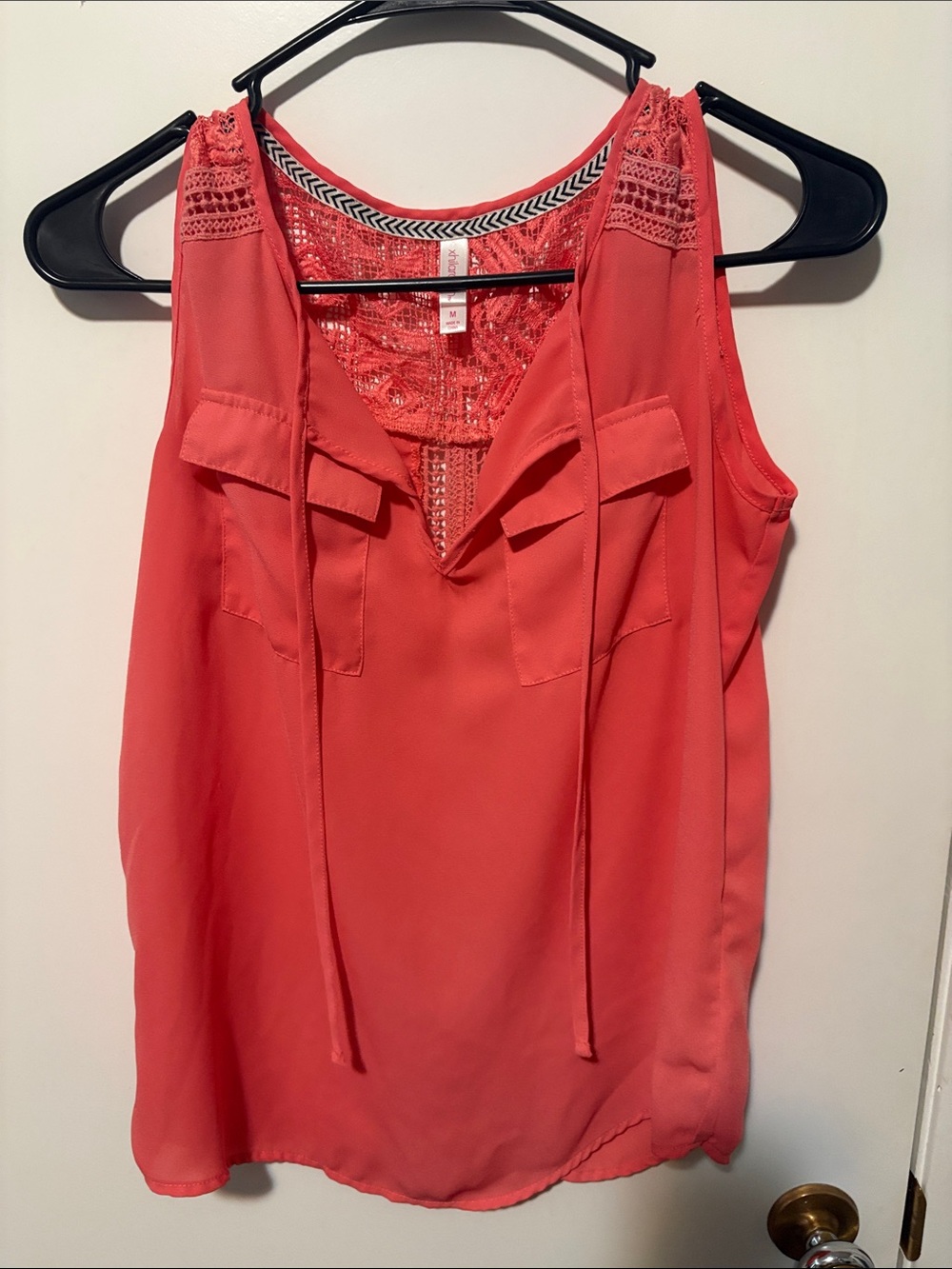 Xhilaration Coral Lace-Back Sleeveless V-Neck Camisole